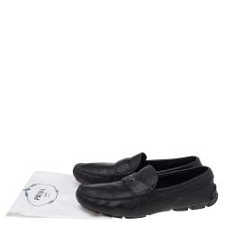 Prada Black Leather Slip On Loafers Size 41