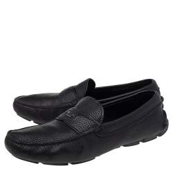 Prada Black Leather Slip On Loafers Size 41