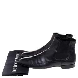 Prada Black Leather Chelsea Boots Size 41.5