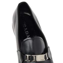 Pre Owned Prada Black Leather Slip on Loafers Size 43.5