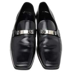 Pre Owned Prada Black Leather Slip on Loafers Size 43.5