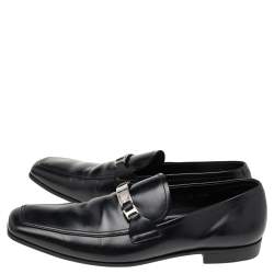 Pre Owned Prada Black Leather Slip on Loafers Size 43.5