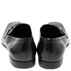 Pre Owned Prada Black Leather Slip on Loafers Size 43.5