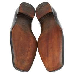 Pre Owned Prada Black Leather Slip on Loafers Size 43.5