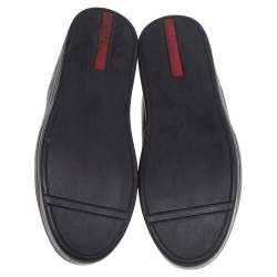 Prada Black/Silver Leather Slip-On Sneakers Size 38