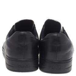 Prada Black/Silver Leather Slip-On Sneakers Size 38