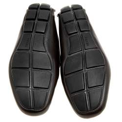 Prada Brown Saffiano Leather And Crocodile Leather Penny Slip On Loafers Size 44