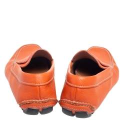 Prada Orange Leather Slip On Loafers Size 42