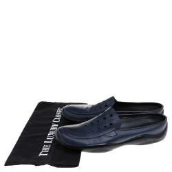 Prada Blue Leather Driving Slip On Loafers Size 38.5