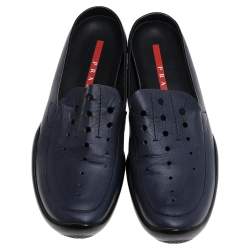 Prada Blue Leather Driving Slip On Loafers Size 38.5