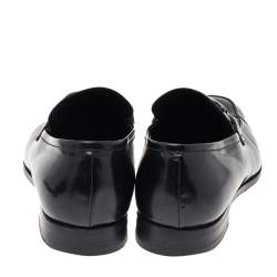 Prada Black Leather Buckle Detail Slip On Loafers Size 41