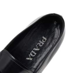 Prada Black Leather Buckle Detail Slip On Loafers Size 41