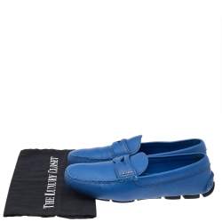 Prada Blue Leather Slip On Loafers Size 41