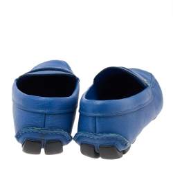 Prada Blue Leather Slip On Loafers Size 41