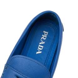 Prada Blue Leather Slip On Loafers Size 41