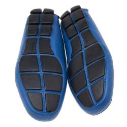 Prada Blue Leather Slip On Loafers Size 41