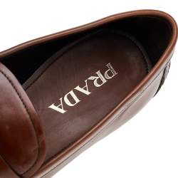Prada Brown Leather Slip on Loafers Size 42.5