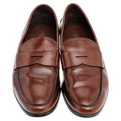 Prada Brown Leather Slip on Loafers Size 42.5