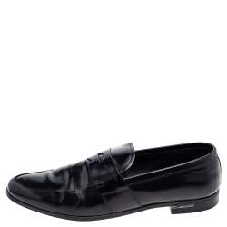 Prada Black Leather Slip on Loafers Size 45