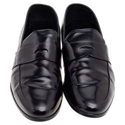 Prada Black Leather Slip on Loafers Size 45