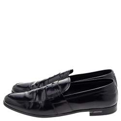 Prada Black Leather Slip on Loafers Size 45