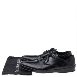 Prada Black Patent Leather Lace Up Oxfords Size 42