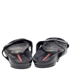 Prada Black Leather Crisscross Sandals Size 42