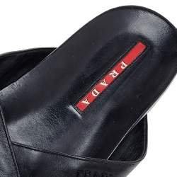 Prada Black Leather Crisscross Sandals Size 42