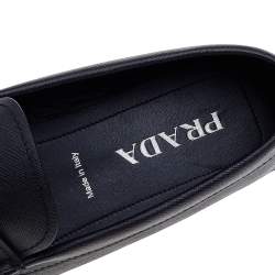 Pre Owned Prada Black Saffiano Leather Driving Loafers Size 43.5