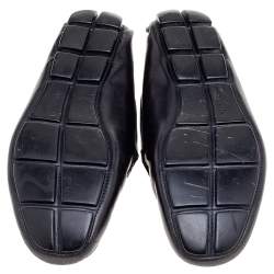 Pre Owned Prada Black Leather Penny Slip On Loafers Size 45