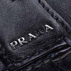 Pre Owned Prada Black Leather Penny Slip On Loafers Size 45