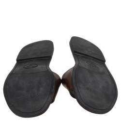 Prada Dark Brown Leather Slide Flat Sandals Size 43