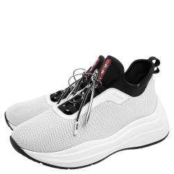 Prada White/Black Knit Fabric Low Top Sneakers Size 39