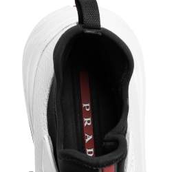 Prada White/Black Knit Fabric Low Top Sneakers Size 39