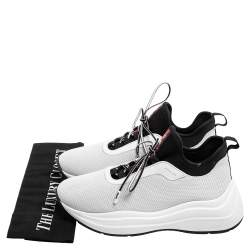 Prada White/Black Knit Fabric Low Top Sneakers Size 39