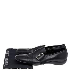 مملوكة مسبقًا حذاء لوفرز برادا جلد أسود مزين إبزيم سليب أون مقاس 44