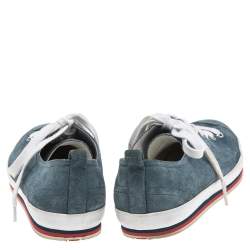 Pre Owned Prada Blue Suede Lace Up Sneakers  Size 43.5