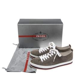 Prada Sport Grey Suede Low-Top Sneakers Size 43.5