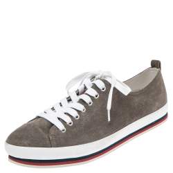 Prada Sport Grey Suede Low-Top Sneakers Size 43.5