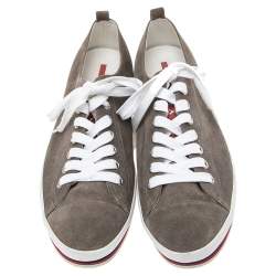 Prada Sport Grey Suede Low-Top Sneakers Size 43.5
