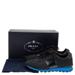 Prada Sport Black Nylon And Leather Low Top Sneakers Size 43 2/3