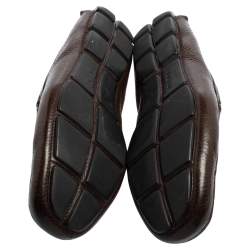 Pre Owned حذاء لوفرز برادا بيني سليب أون جلد بني مقاس 42