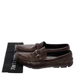 Pre Owned حذاء لوفرز برادا بيني سليب أون جلد بني مقاس 42