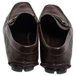 Pre Owned حذاء لوفرز برادا بيني سليب أون جلد بني مقاس 42