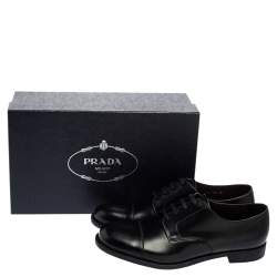 Pre Owned Prada Black Leather Lace Up  Oxfords Size 42.5