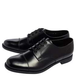 Pre Owned Prada Black Leather Lace Up  Oxfords Size 42.5