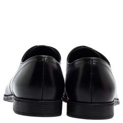 Pre Owned Prada Black Leather Lace Up  Oxfords Size 42.5