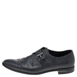 Prada Black Saffiano Leather Slip on Loafers Size 40.5
