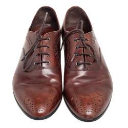 Prada Brown Leather Lace Up Brogue Size 41