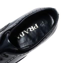 Prada Dark Navy Blue Brogue Leather Oxfords Size 43.5